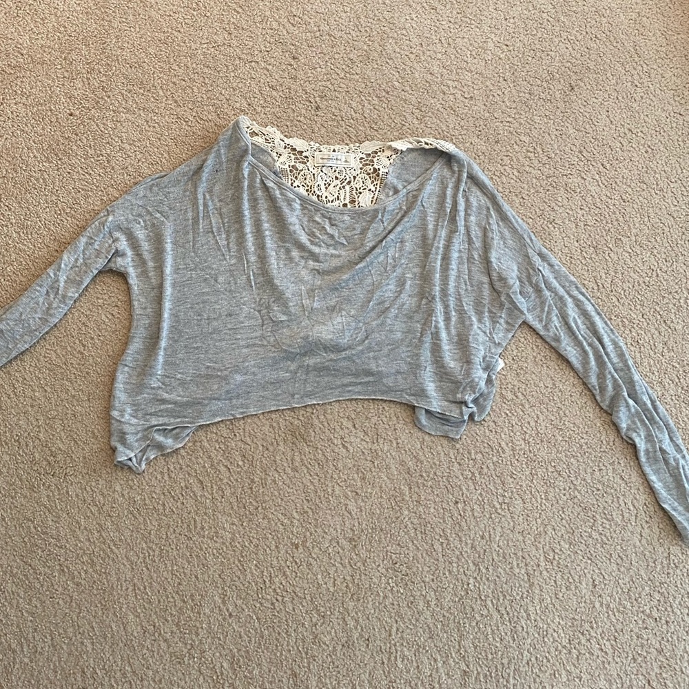 Grey knit back long sleeve comfy top